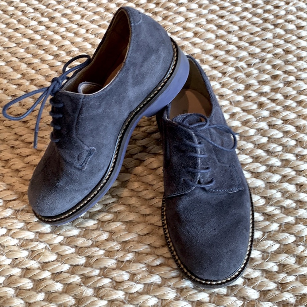 Crewcuts Blue Suede oxfords with blue soles